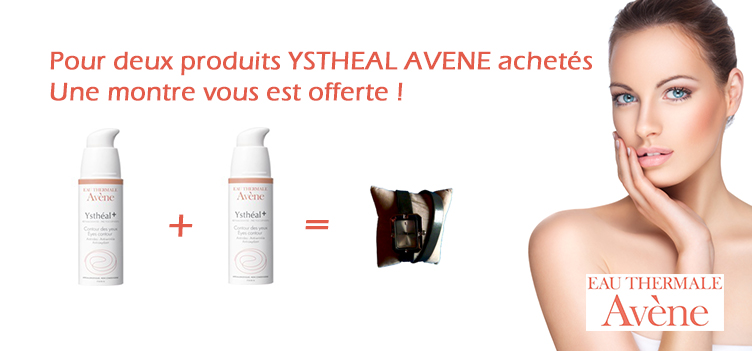 Bannière de l'offre promotionnelle de la pharmacie en ligne Parapharmacie Express sur les produits Ysthéal d'Avène.