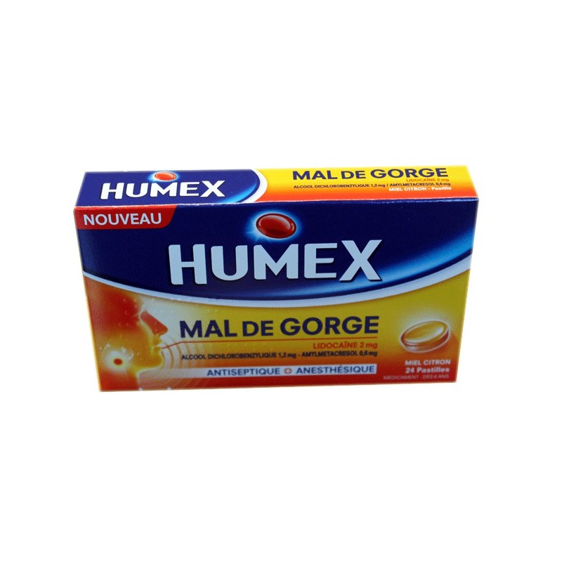 HUMEX MAL DE GORGE MIEL CITRON PASTILLES 24 PASTILLES URGO