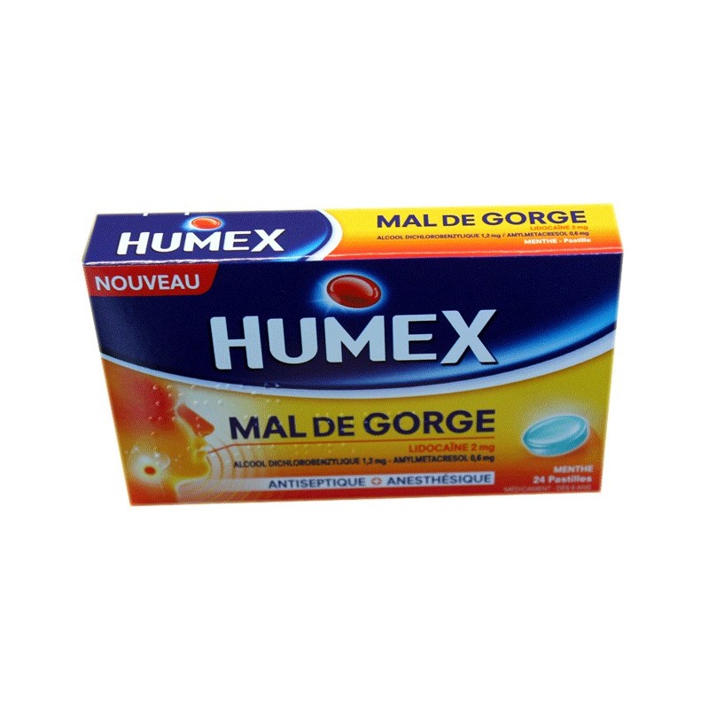 HUMEX MAL DE GORGE MENTHE PASTILLES 24 PASTILLES URGO