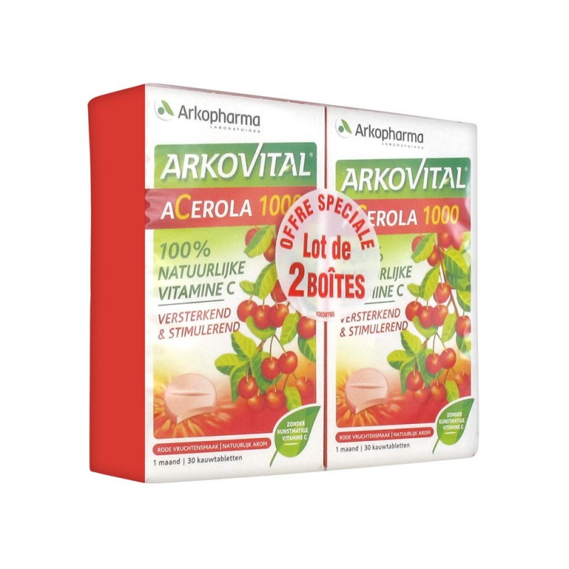 ARKOVITAL ACEROLA 1000 LOT DE 2 X 30 COMPRIMES A CROQUER ARKOPHARMA 