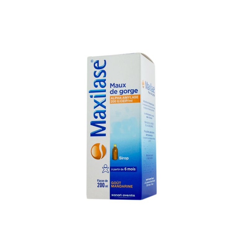 MAXILASE MAUX DE GORGE ALPHA-AMYLASE 200 U.CEIP/ml SIROP 200ML SANOFI