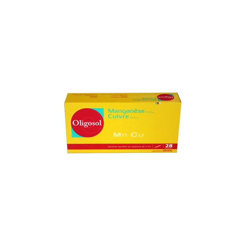 OLIGOSOL MANGANESE CUIVRE Mn Cu 28 AMPOULES LABORATOIRE LABCATAL