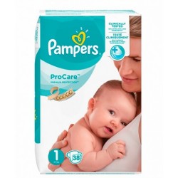 PRO CARE PREMIUM PROTECTION Taille 1 (2-5 KG) 38 COUCHES PAMPERS