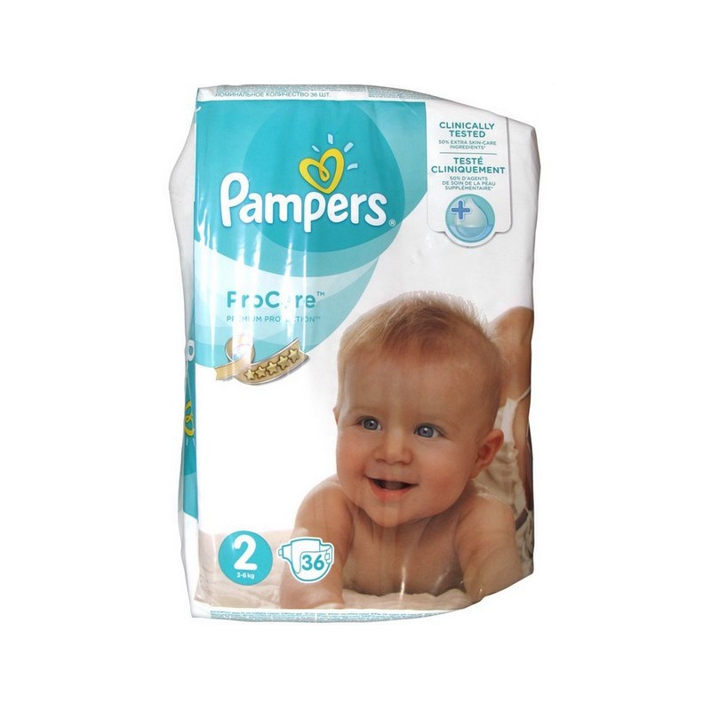 PRO CARE PREMIUM PROTECTION Taille 2 (3-6 KG) 36 COUCHES PAMPERS