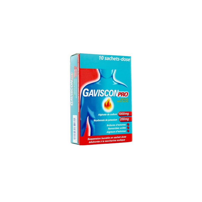 GAVISCONPRO MENTHE SANS SUCRE 10 SACHETS DOSE GAVISCON