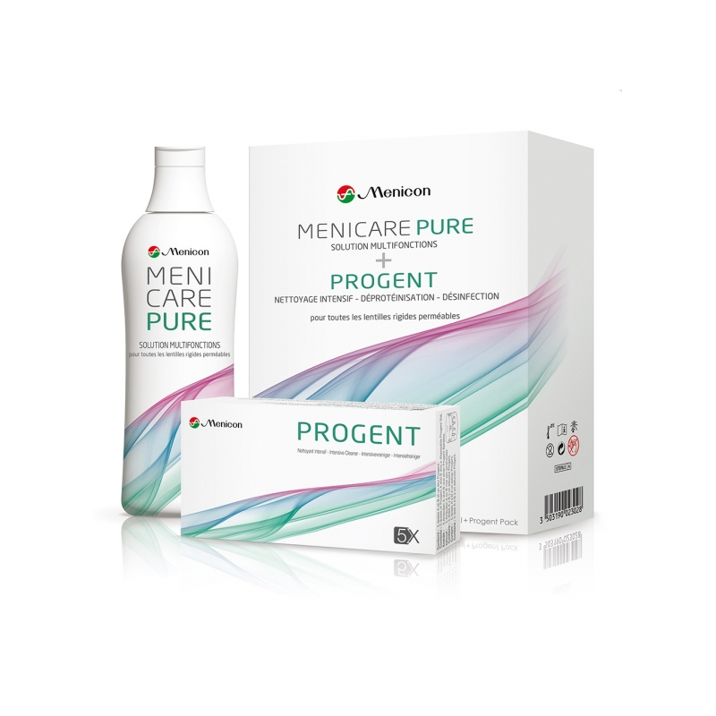 SOLUTION MULTIFONCTIONS MENICARE PURE 250ML + PROGENT PACK MENICON