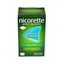 NICORETTE GOMMES SANS SUCRE MENTHE FRAICHE 2MG x105 JOHNSON & JOHNSON