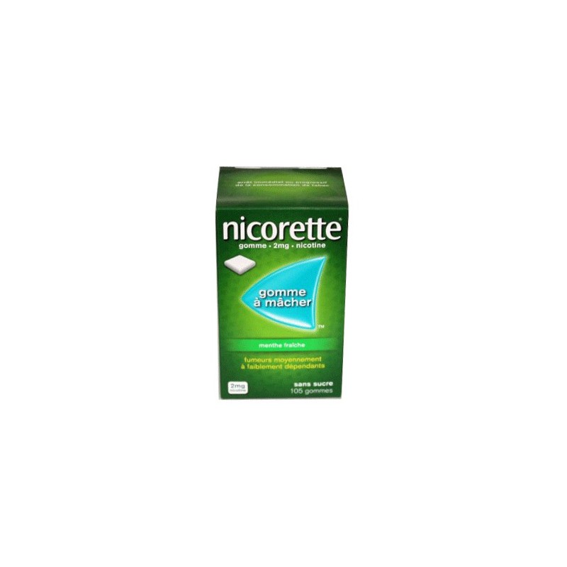 NICORETTE GOMMES SANS SUCRE MENTHE FRAICHE 2MG x105 JOHNSON & JOHNSON