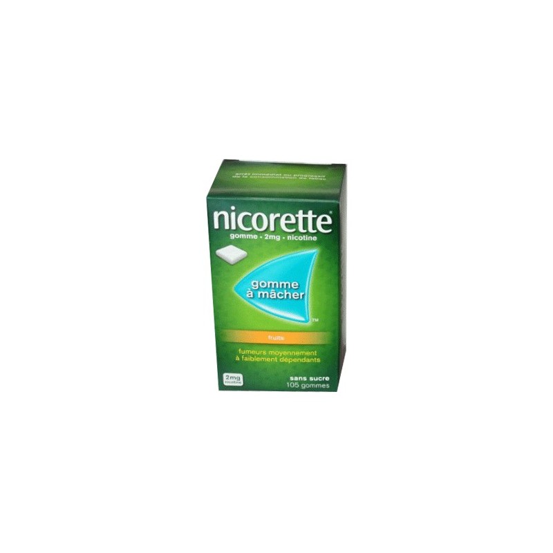 NICORETTE GOMMES SANS SUCRE FRUITS 2MG x105 JOHNSON & JOHNSON