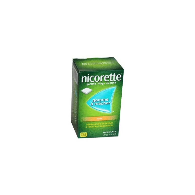 NICORETTE GOMMES SANS SUCRE FRUITS 4MG x105 JOHNSON & JOHNSON