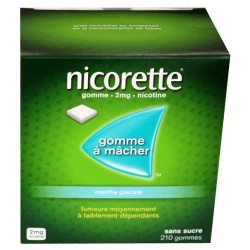 NICORETTE GOMMES SANS SUCRE MENTHE GLACIALE 2MG x210 JOHNSON & JOHNSON