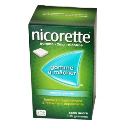 NICORETTE GOMMES SANS SUCRE MENTHE GLACIALE 2MG x105 JOHNSON & JOHNSON