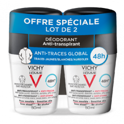 DEODORANT BILLE ANTI TRANSPIRANT ANTI TRACES GLOBAL 48H LOT DE 2X50ML VICHY HOMME