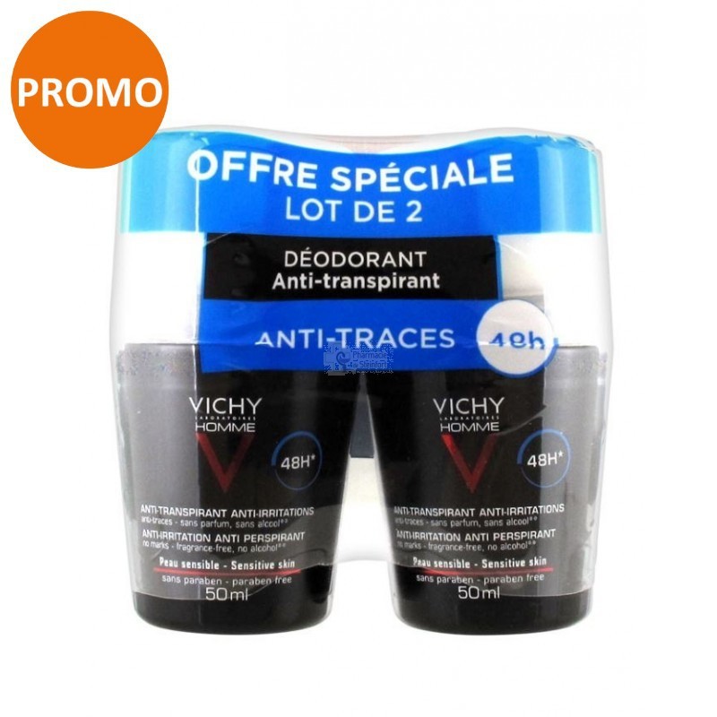 DEODORANT BILLE ANTI TRANSPIRANT ANTI IRRITATIONS 48H LOT DE 2X50ML VICHY HOMME