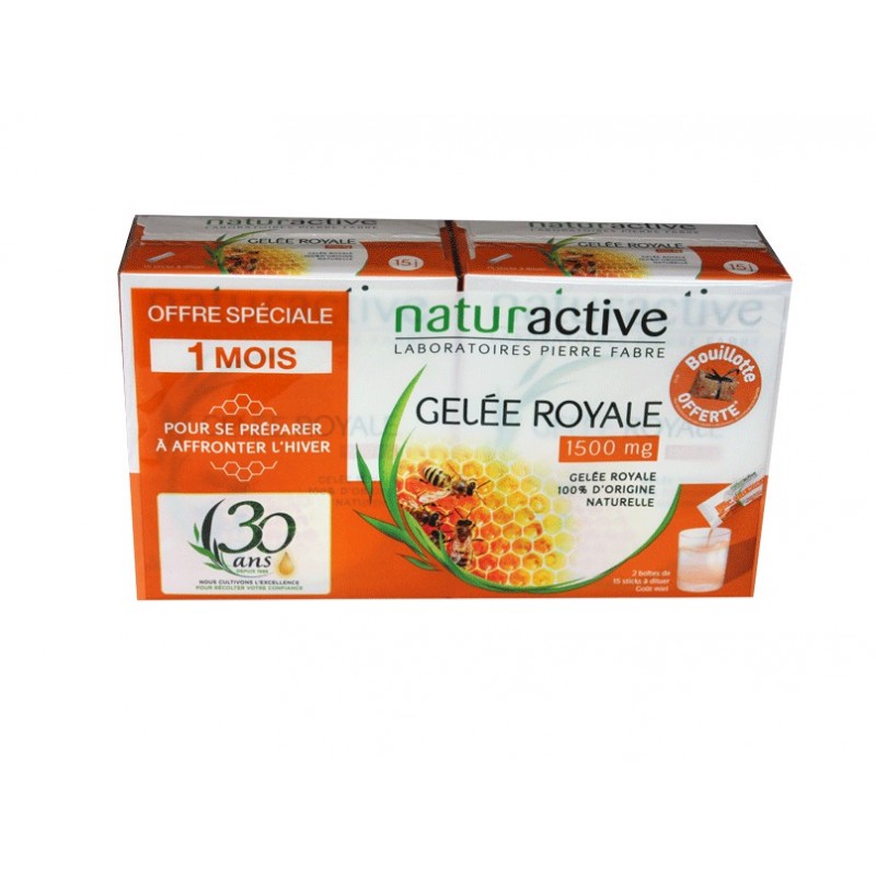 GELEE ROYALE 1500mg lot de 2x15 STICKS à DILUER NATURACTIVE GELEE ROYALE 1500mg lot de 2x15 STICKS à DILUER NATURACTIVE