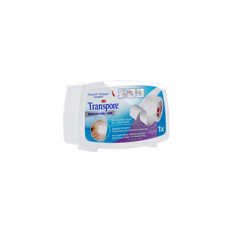 Sparadrap Microperforé transparent Transpore 5cmx5cm- 3M - Easypara