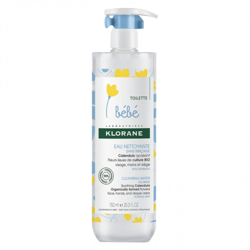 TOILETTE EAU NETTOYANTE SANS RINÇAGE 750ML KLORANE BEBE