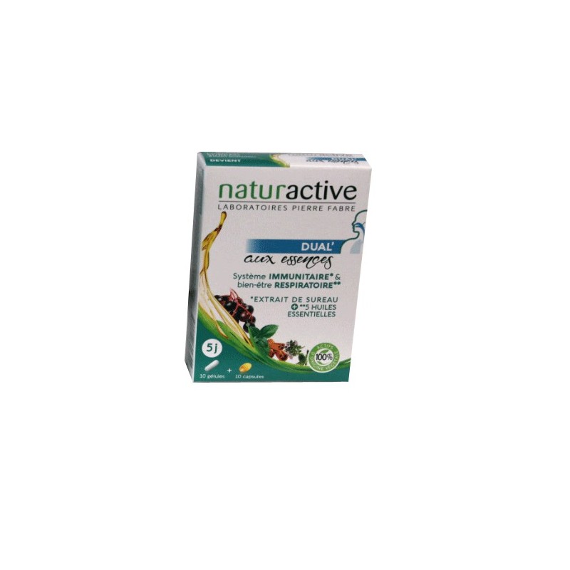 DUAL' AUX ESSENCES SYSTEME IMMUNITAIRE 10 GELULES + 10 CAPSULES NATURACTIVE DUAL' AUX ESSENCES SYSTEME IMMUNITAIRE 10 GELULES + 10 CAPSULES NATURACTIVE