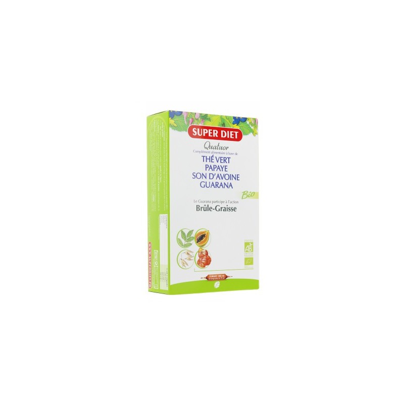 QUATUOR BRULE GRAISSE 20 AMPOULES DE 15ML SUPER DIET QUATUOR BRULE GRAISSE 20 AMPOULES DE 15ML SUPER DIET