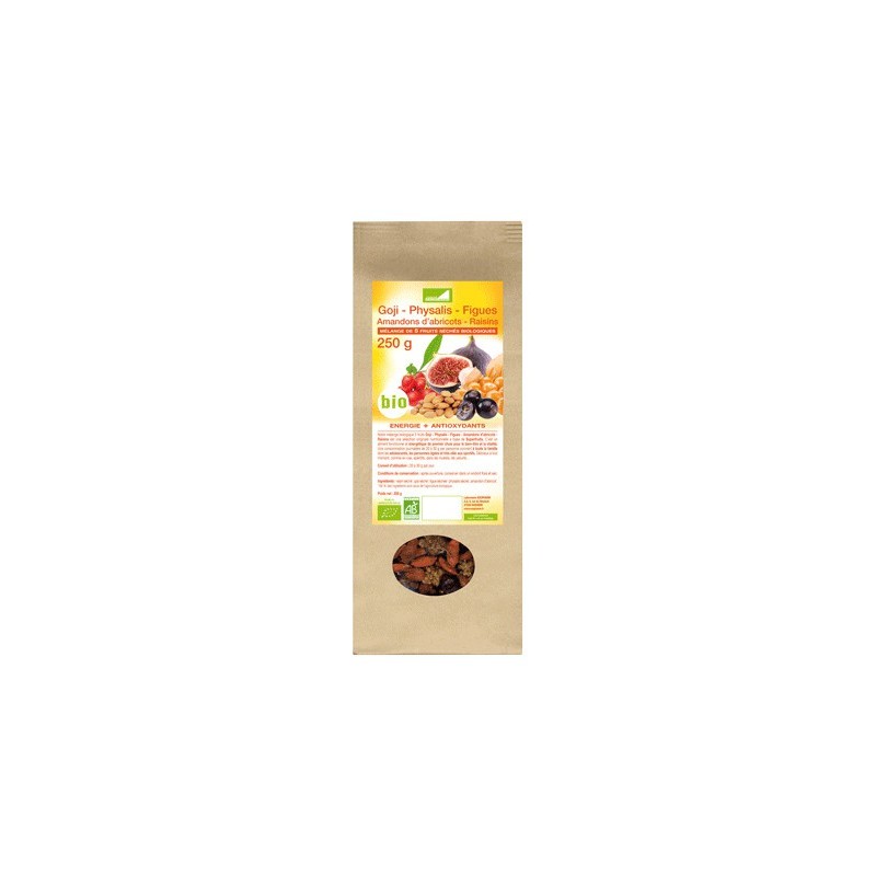 GOJI PHYSALIS FIGUES AMANDES ABRICOT RAISIN BIO 250G EXOPHARM