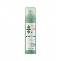 SHAMPOOING SEC SEBOREGULATEUR A L'ORTIE CHEVEUX CHATAINS à BRUNS LOT DE 2 X  150ML KLORANE