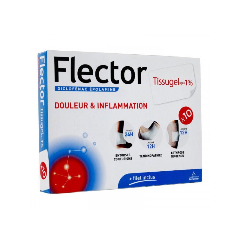 FLECTOR TISSUGEL EP 1% 10 EMPLATRES GENEVRIER 