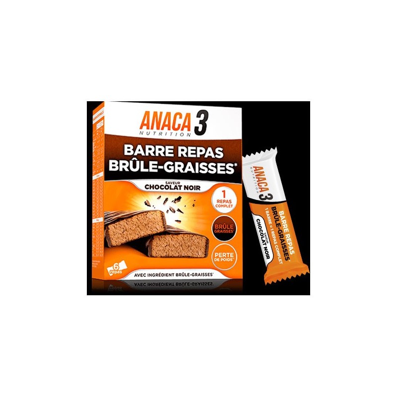 ANACA 3 BARRES REPAS BRULE GRAISSE CHOCOLAT NOIR NUTRAVALIA