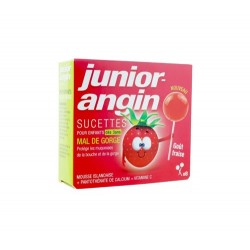 JUNIOR ANGIN 8 SUCETTES GOUT FRAISE MELISANA PHARMA