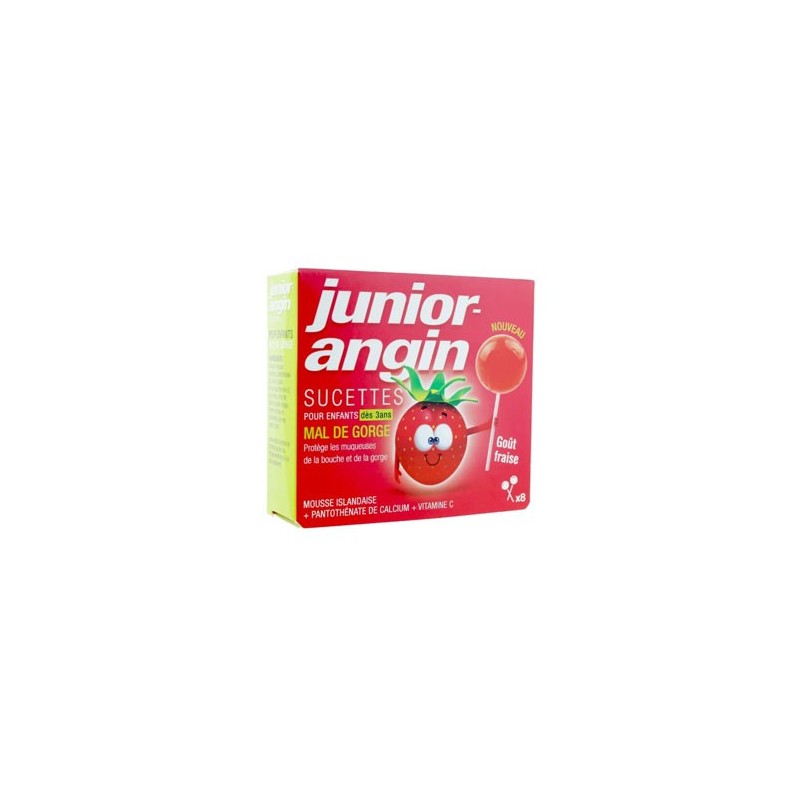 JUNIOR ANGIN 8 SUCETTES GOUT FRAISE MELISANA PHARMA