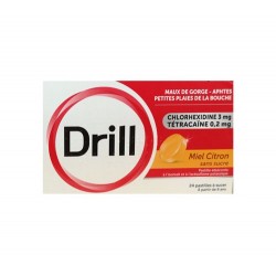 DRILL PASTILLES MAUX DE GORGE MIEL CITRON SANS SUCRE X24 PIERRE FABRE