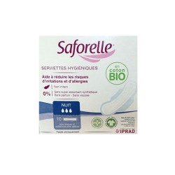 SERVIETTES HYGIENIQUES NUIT BIO X10 SAFORELLE