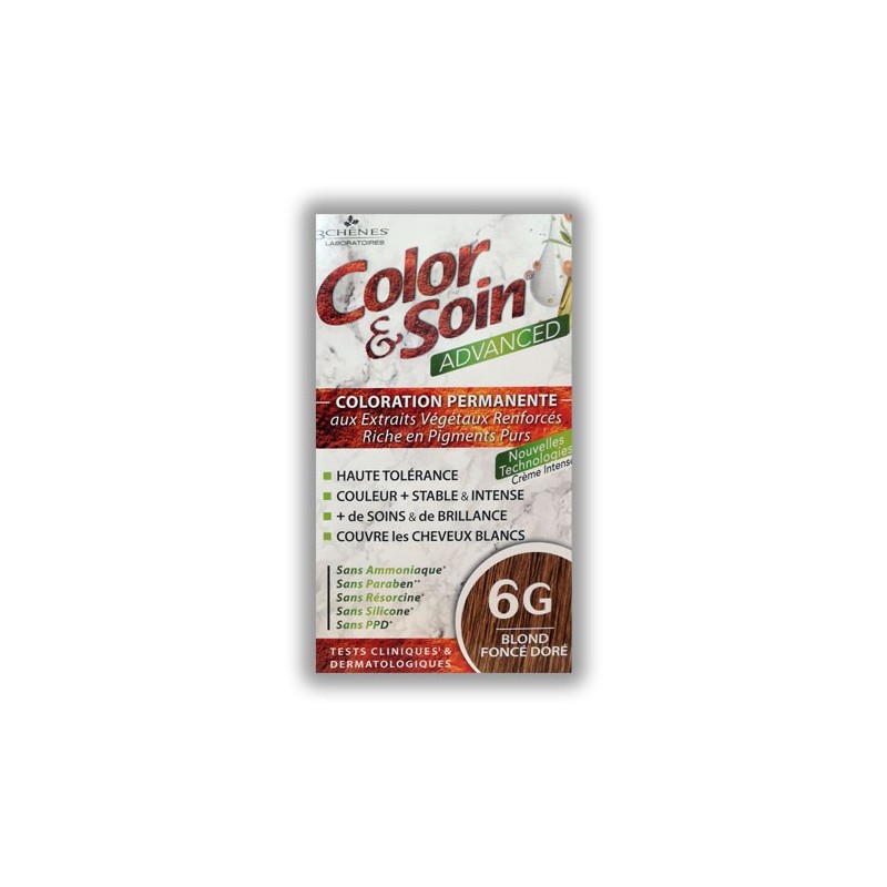 COLOR & SOIN ADVANCED 6G BLOND FONCÉ DORÉ 130ML LES 3 CHENES COLOR & SOIN ADVANCED 6G BLOND FONCÉ DORÉ 130ML LES 3 CHENES