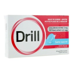 DRILL PASTILLES MAUX DE GORGE SANS SUCRE 24 PASTILLES PIERRE FABRE