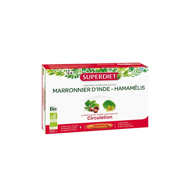 MARRONNIER D'INDE-HAMAMELIS BIO CIRCULATION 20 AMPOULES SUPER DIET MARRONNIER D'INDE-HAMAMELIS BIO CIRCULATION 20 AMPOULES SUPER DIET