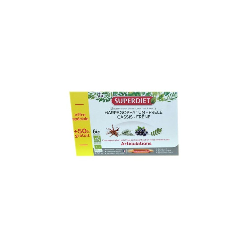 QUATUOR BIO ARTICULATIONS 30 AMPOULES DE 15ML SUPER DIET QUATUOR BIO ARTICULATIONS 30 AMPOULES DE 15ML SUPER DIET