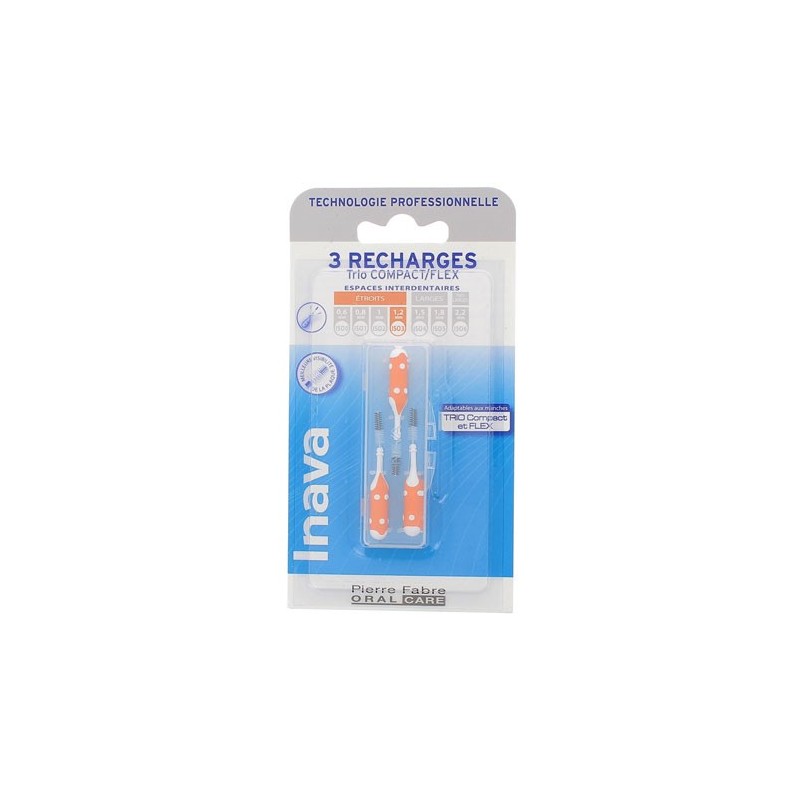 RECHARGE BROSSETTES INTERDENTAIRES TRIO COMPACT  FLEX ETROITS ISO3  INAVA 