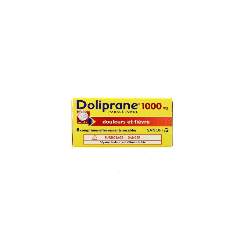 DOLIPRANE 1000MG ADULTE 8 COMPRIMES EFFERVESCENTS SECABLES SANOFI