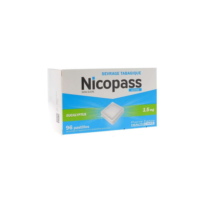 NICOPASS 1,5 MG 96 PASTILLES SANS SUCRE EUCALYPTUS PIERRE FABRE