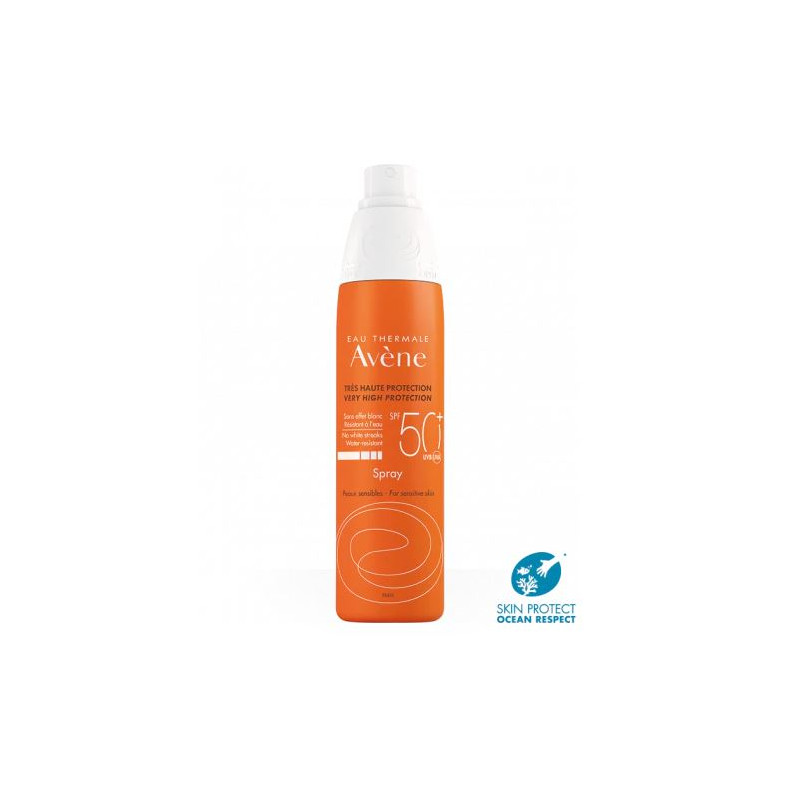 AVENE SOLAIRE SPRAY SANS EFFET BLANC OCEAN RESPECT SPF50+ 200ML + GEL DOUCHE 100ML OFFERT