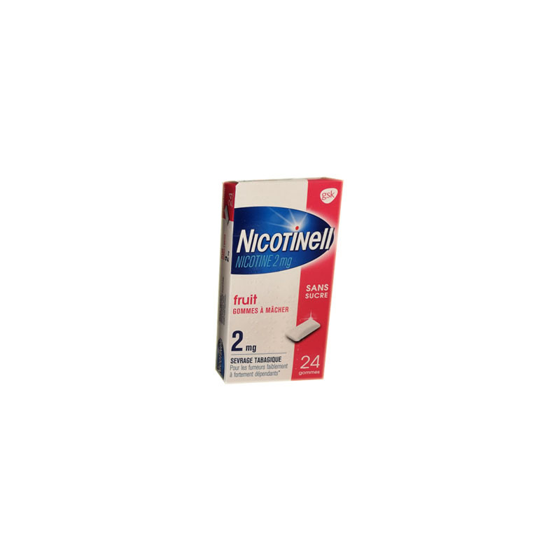 NICOTINELL FRUIT SANS SUCRE 2MG 24 GOMMES GSK NICOTINELL FRUIT SANS SUCRE 2MG 24 GOMMES GSK