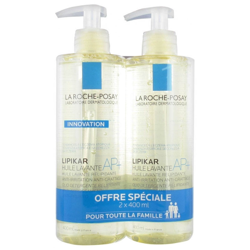 LIPIKAR AP+ HUILE LAVANTE RELIPIDANTE LOT DE 2 X 400ML LA ROCHE POSAY