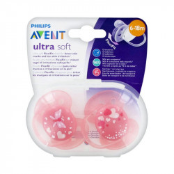 SUCETTES ULTRA SOFT  COLORIS ROSE 6-18 mois AVENT