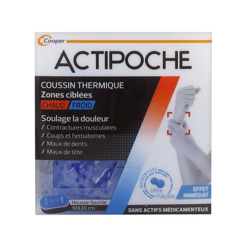 ACTIPOCHE COUSSIN THERMIQUE CHAUD FROID ZONES CIBLÉES 10X20 CM COOPER