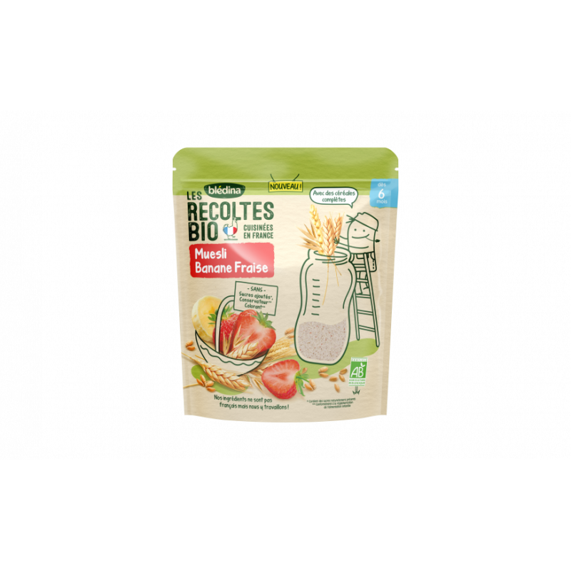LES RECOLTES BIO MUESLI BANANE FRAISE 6 MOIS + 200G BLEDINA