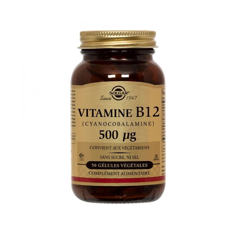 VITAMINE B12 CYANOCOBALAMINE 500 µg 30 GELULES SOLGAR