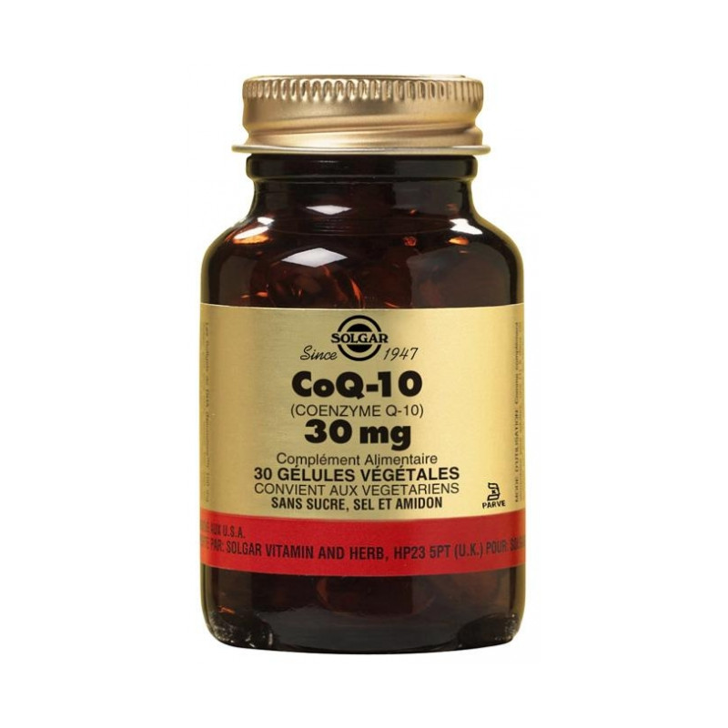 COQ 10 30 MG - coenzyme Q-10- 30 gélules SOLGAR COQ 10 30 MG - coenzyme Q-10- 30 gélules SOLGAR