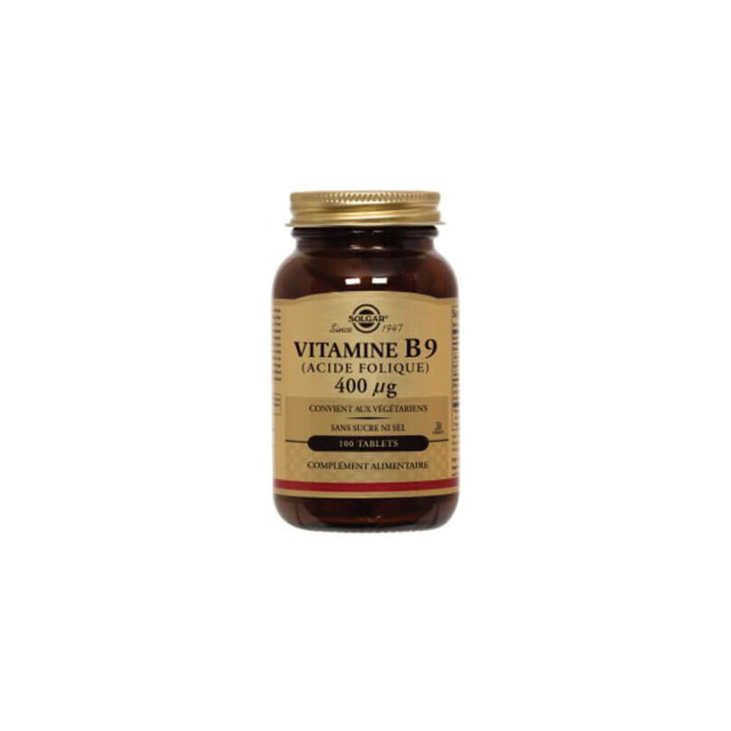 VITAMINE B9 400µg - 100 comprimés SOLGAR VITAMINE B9 400µg - 100 comprimés SOLGAR