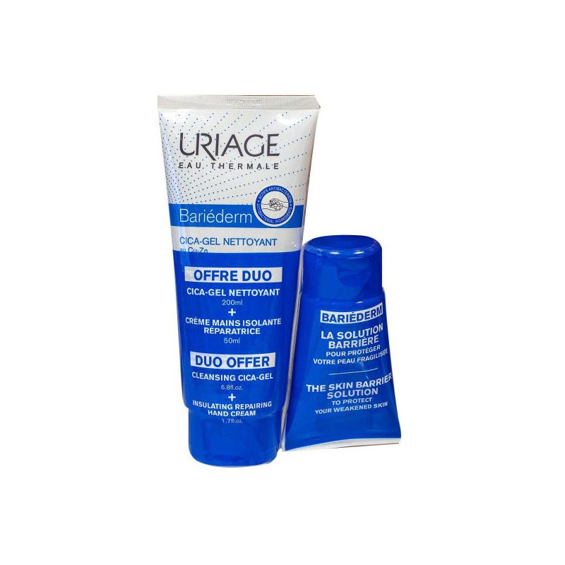 BARIEDERM DUO CICA GEL NETTOYANT 200ML + CREME MAINS 50ML URIAGE