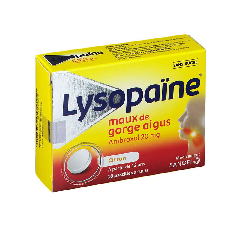 LYSOPAINE SANS SUCRE MAUX DE GORGE CITRON 18 pastilles SANOFI