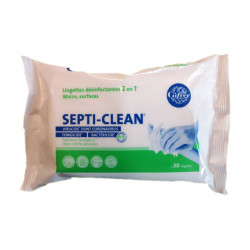 SEPTI CLEAN 30 LINGETTES DESINFECTANTES 2 EN 1 GIFRER